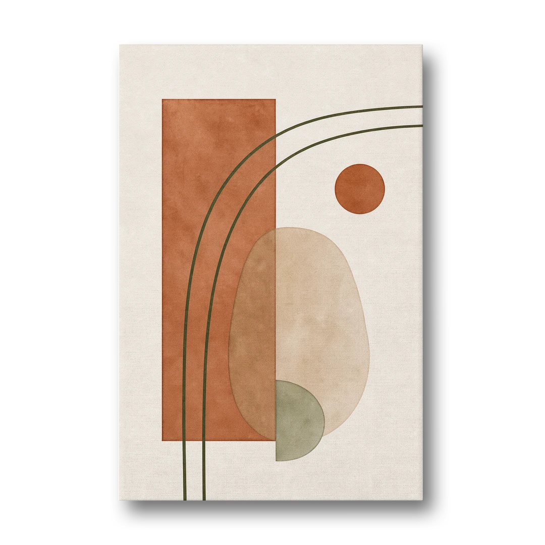 Vertical Abstract Wall Art with Olive Arcs - Canvas Wall Art - Front