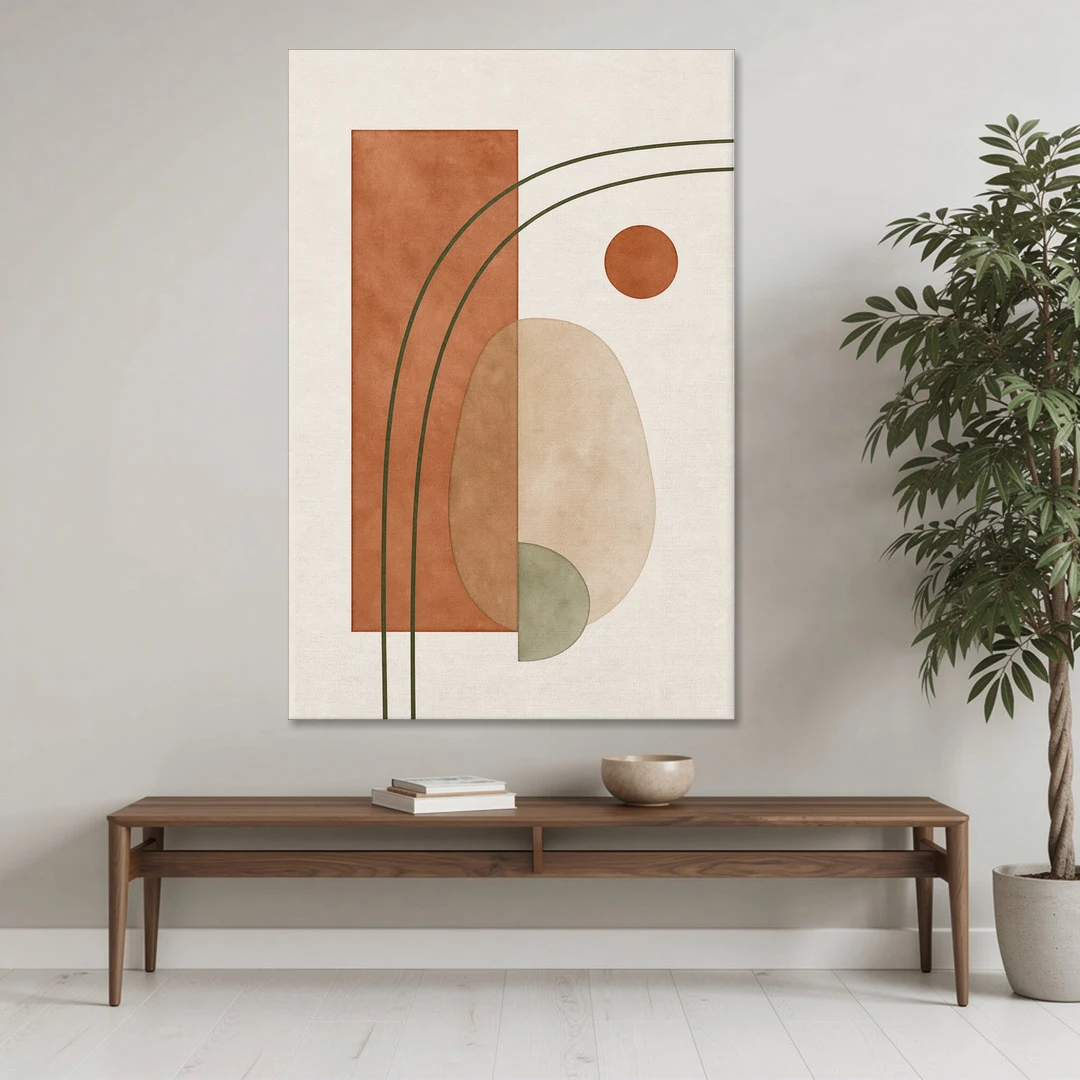 Vertical Abstract Wall Art with Olive Arcs - Canvas Wall Art - Coffee Table - 40x60