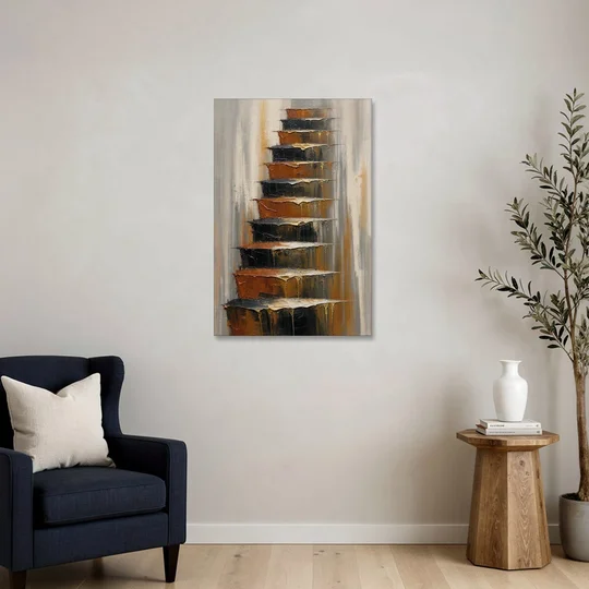 Vertical Canvas Wall Art of Stacked Stone Ledges - Canvas Wall Art - Sofa - 24x36
