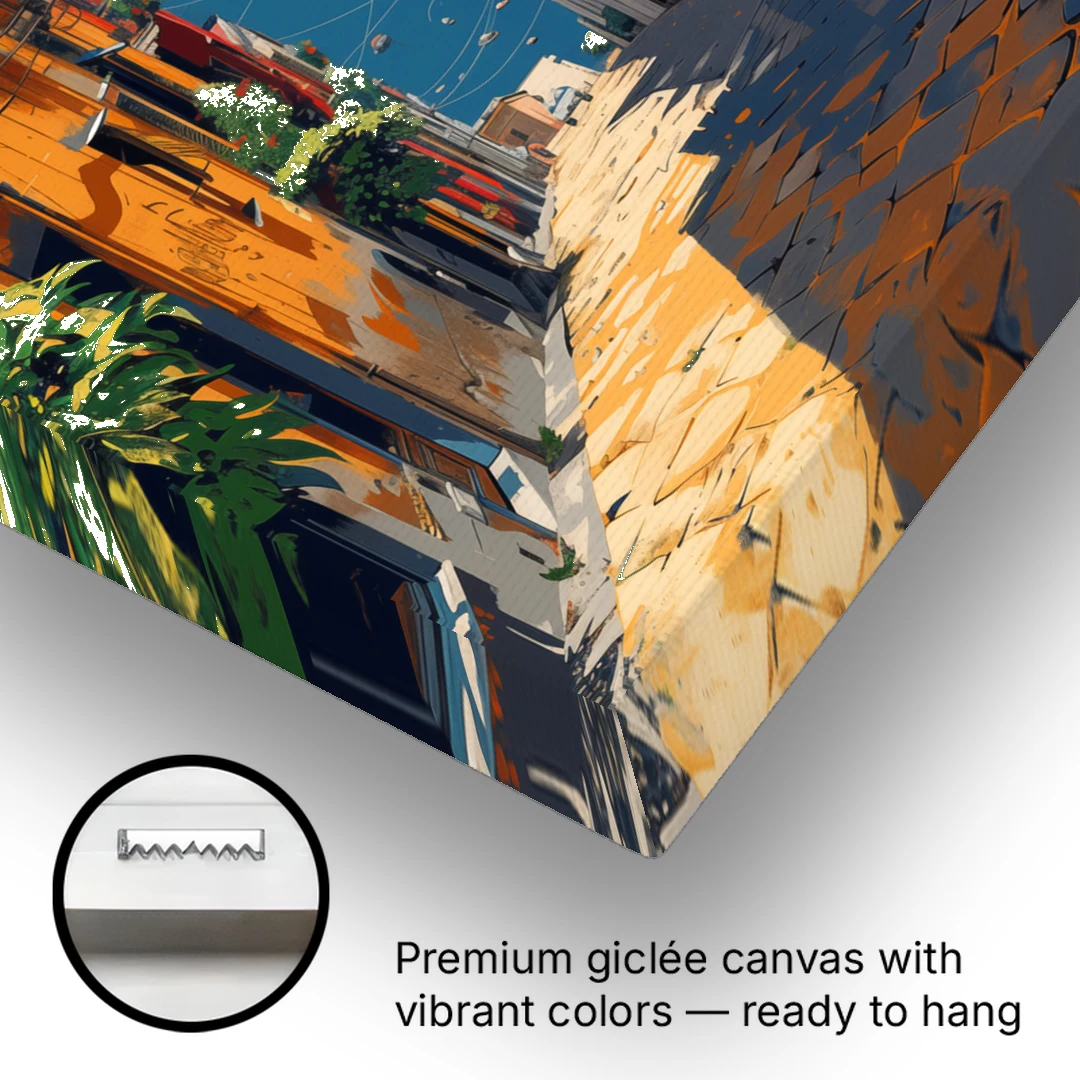 Vesuvius Painting from a Naples Alley - Canvas Wall Art - Gallery Wrap Corner