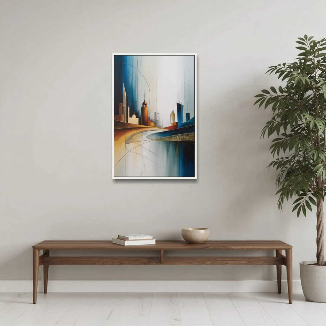 Vilnius Skyline - White Framed Canvas Wall Art - Coffee Table - 24x36