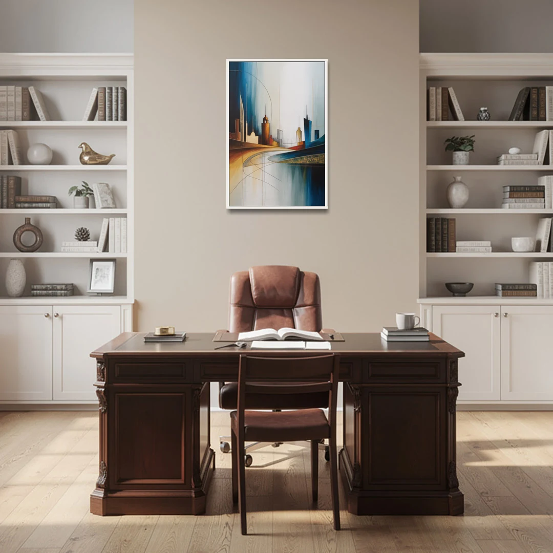 Vilnius Skyline - White Framed Canvas Wall Art - Office - 24x36