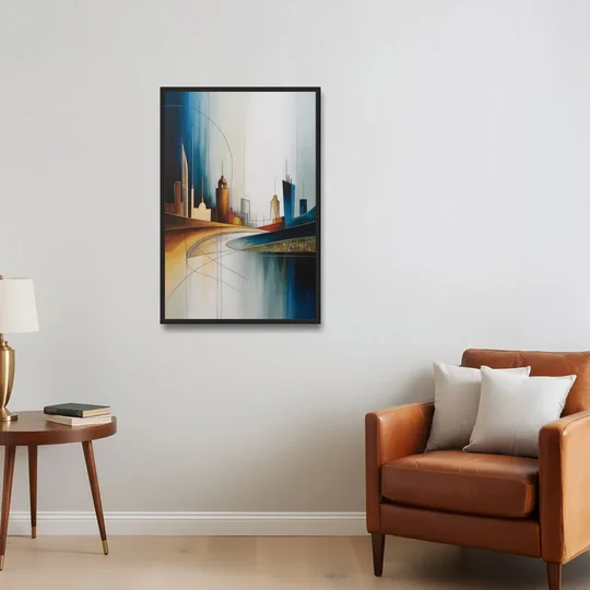 Vilnius Skyline - Black Framed Canvas Wall Art - Sofa - 24x36