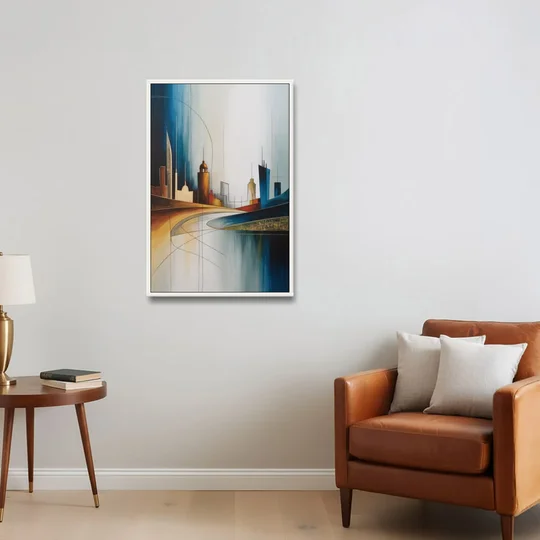 Vilnius Skyline - White Framed Canvas Wall Art - Sofa - 24x36