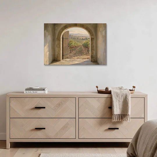 Vineyard Canvas Painting Through the Cellar Door - Canvas Wall Art - Coffee Table - 36x24