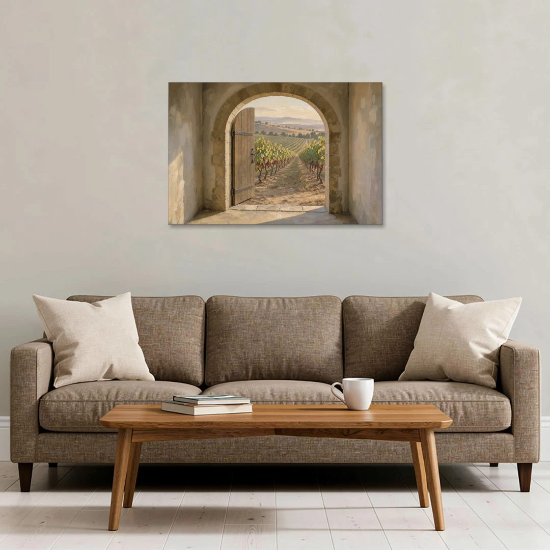 Vineyard Canvas Painting Through the Cellar Door - Canvas Wall Art - Sofa - 36x24
