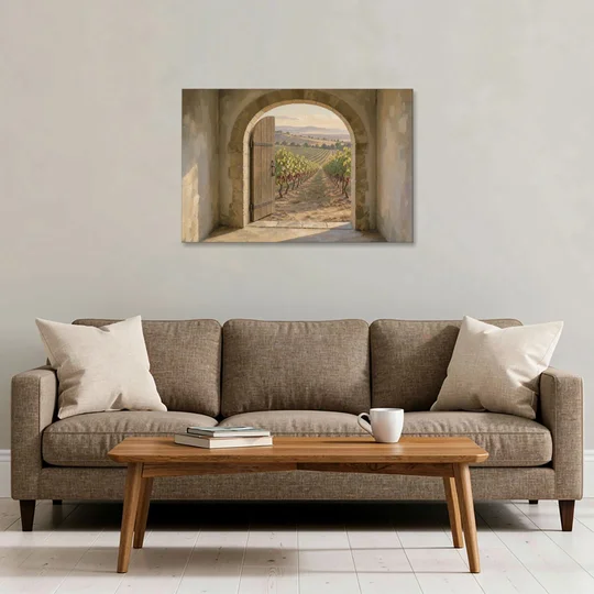 Vineyard Canvas Painting Through the Cellar Door - Canvas Wall Art - Sofa - 36x24