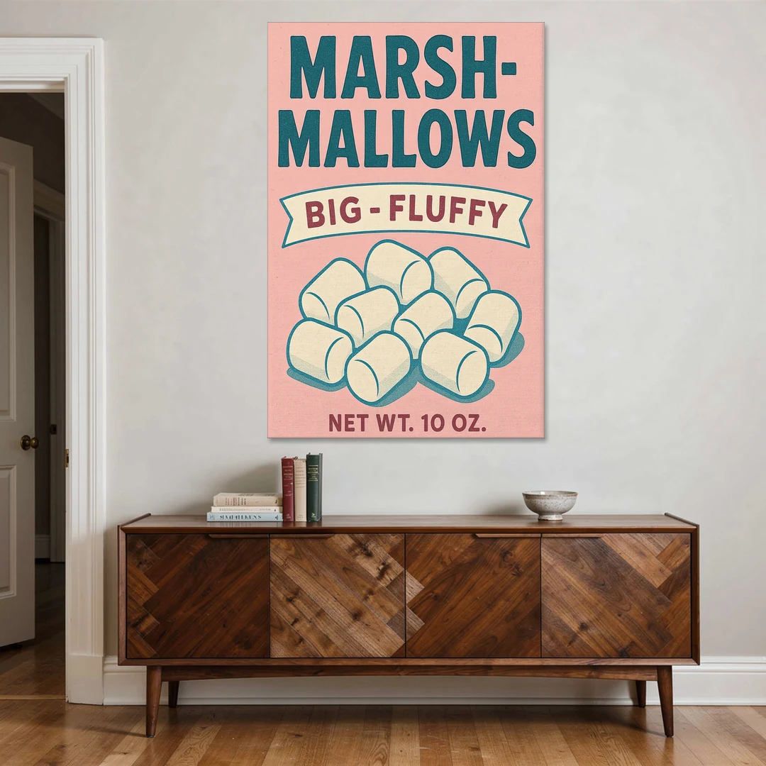 Vintage Big Fluffy Marshmallow - Canvas Wall Art - Coffee Table - 40x60