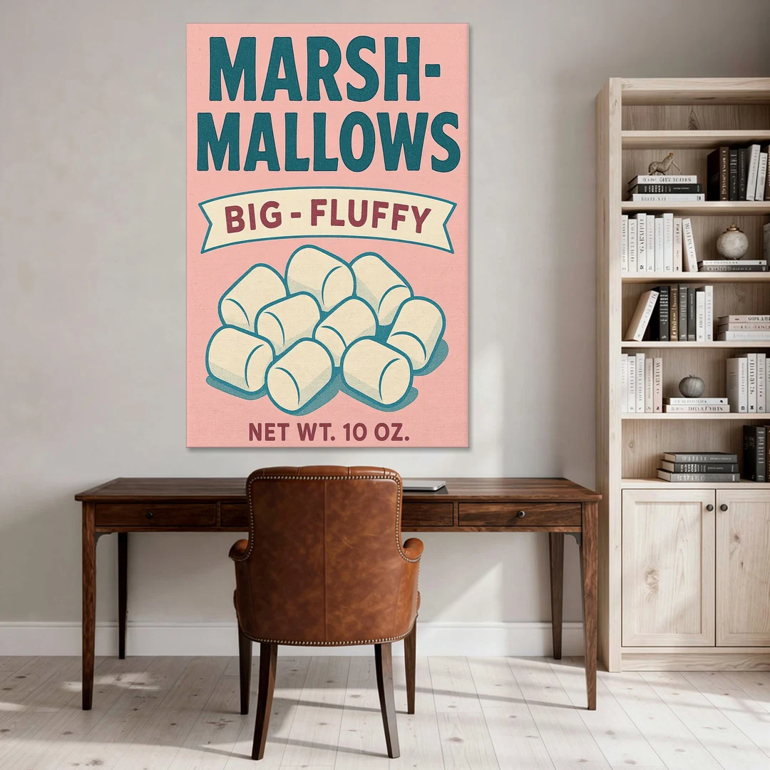 Vintage Big Fluffy Marshmallow - Canvas Wall Art - Office - 40x60