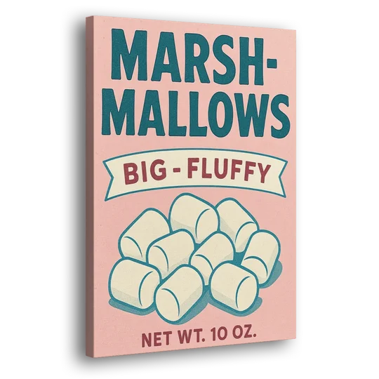Vintage Big Fluffy Marshmallow - Canvas Wall Art - Side