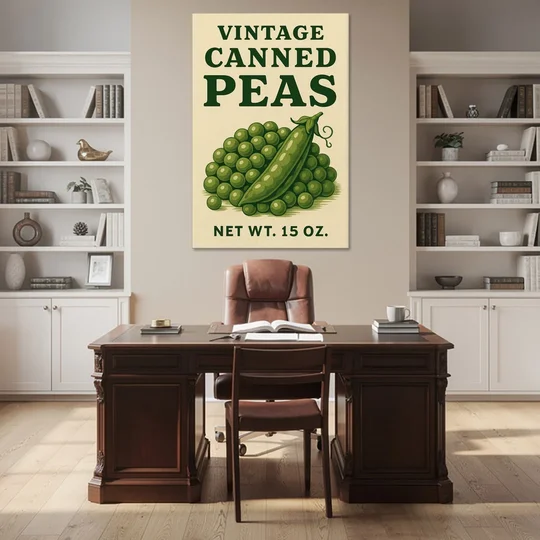 Vintage Canned Peas - Canvas Wall Art - Office - 40x60