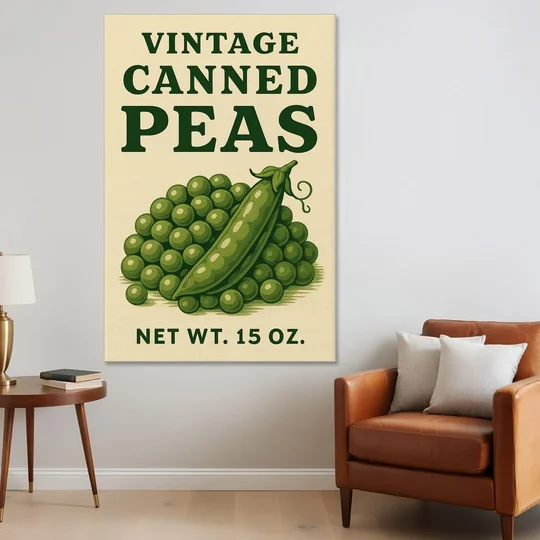 Vintage Canned Peas - Canvas Wall Art - Sofa - 40x60