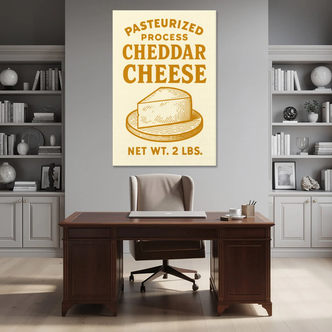 Vintage Cheddar Cheese - Canvas Wall Art - Office - 40x60