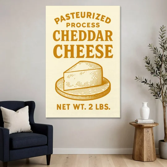 Vintage Cheddar Cheese - Canvas Wall Art - Sofa - 40x60