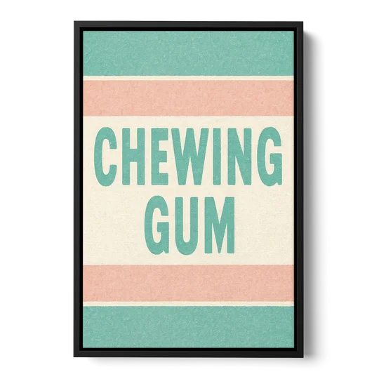 Vintage Chewing Gum - Black Framed Canvas Wall Art - Front