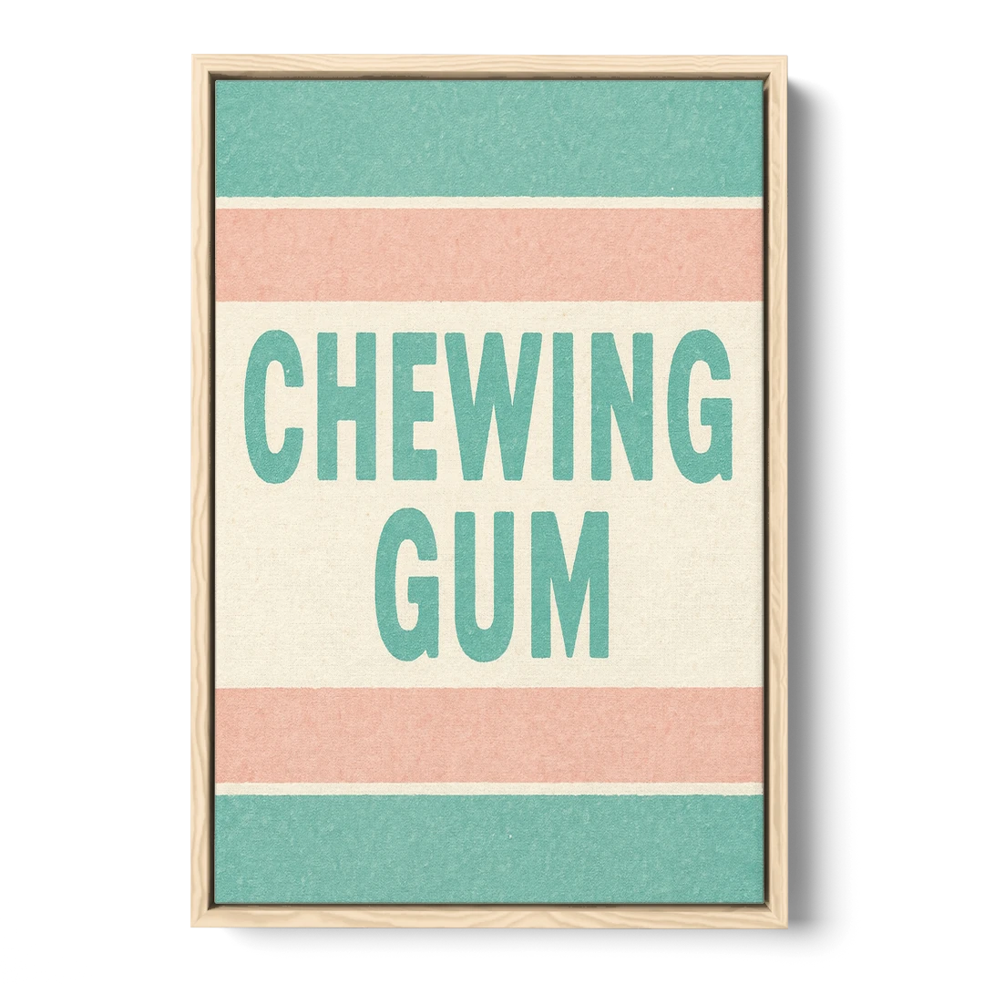 Vintage Chewing Gum - Oak Framed Canvas Wall Art - Front