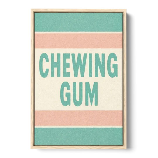 Vintage Chewing Gum - Oak Framed Canvas Wall Art - Front