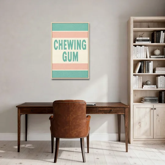 Vintage Chewing Gum - Oak Framed Canvas Wall Art - Office - 24x36