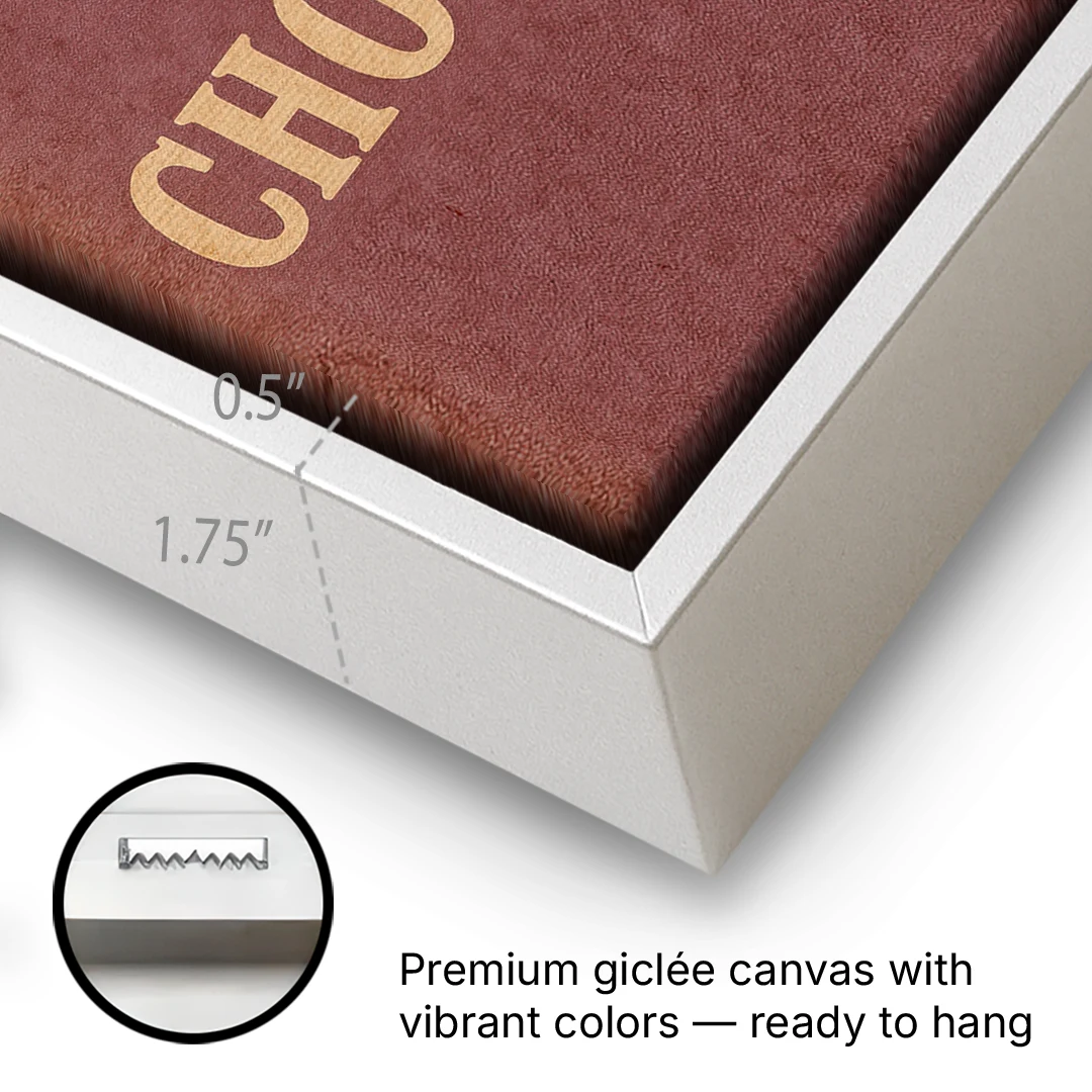 Vintage Chocolate Bar - White Framed Canvas Wall Art - Gallery Wrap Corner