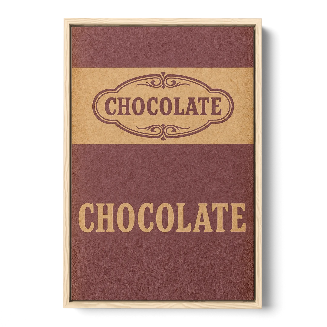 Vintage Chocolate Bar - Oak Framed Canvas Wall Art - Front
