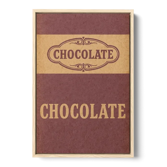 Vintage Chocolate Bar - Oak Framed Canvas Wall Art - Front
