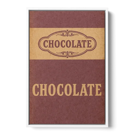 Vintage Chocolate Bar - White Framed Canvas Wall Art - Front