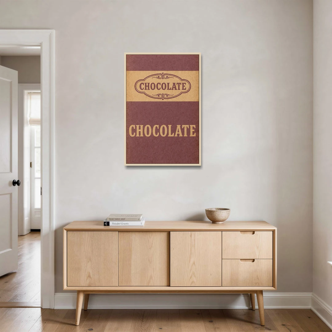 Vintage Chocolate Bar - Oak Framed Canvas Wall Art - Coffee Table - 24x36