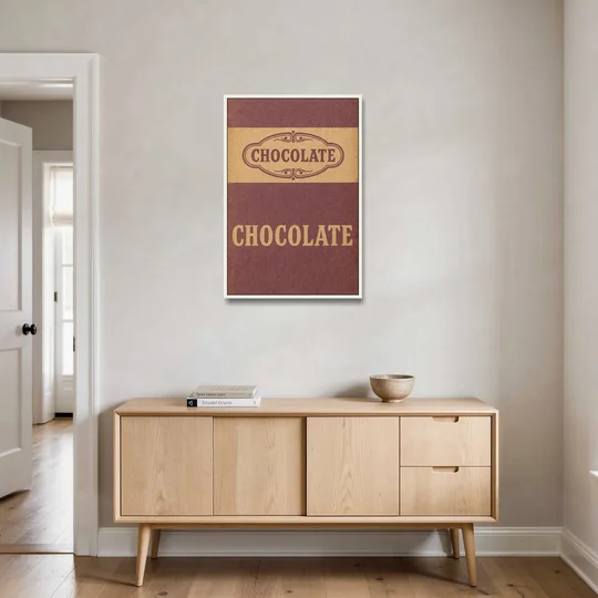 Vintage Chocolate Bar - White Framed Canvas Wall Art - Coffee Table - 24x36