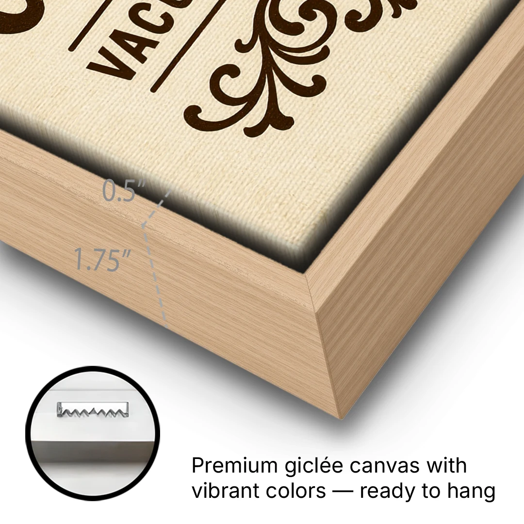 Vintage Coffee Vacuum Packed - Oak Framed Canvas Wall Art - Gallery Wrap Corner