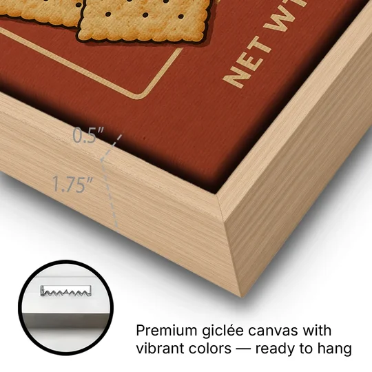 Vintage Crackers - Oak Framed Canvas Wall Art - Gallery Wrap Corner