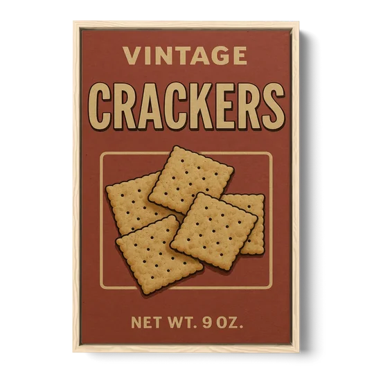 Vintage Crackers - Oak Framed Canvas Wall Art - Front