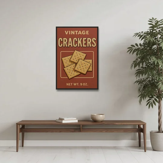 Vintage Crackers - Black Framed Canvas Wall Art - Coffee Table - 24x36