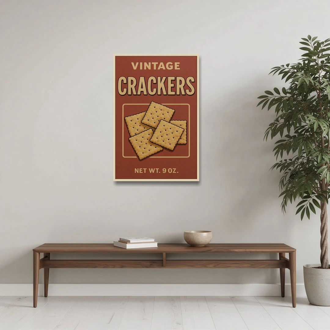 Vintage Crackers - Oak Framed Canvas Wall Art - Coffee Table - 24x36