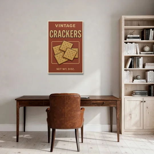 Vintage Crackers - Oak Framed Canvas Wall Art - Office - 24x36