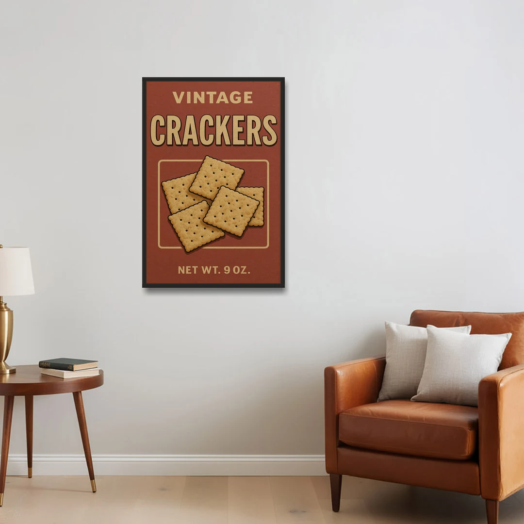 Vintage Crackers - Black Framed Canvas Wall Art - Sofa - 24x36