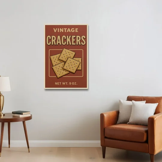Vintage Crackers - Oak Framed Canvas Wall Art - Sofa - 24x36