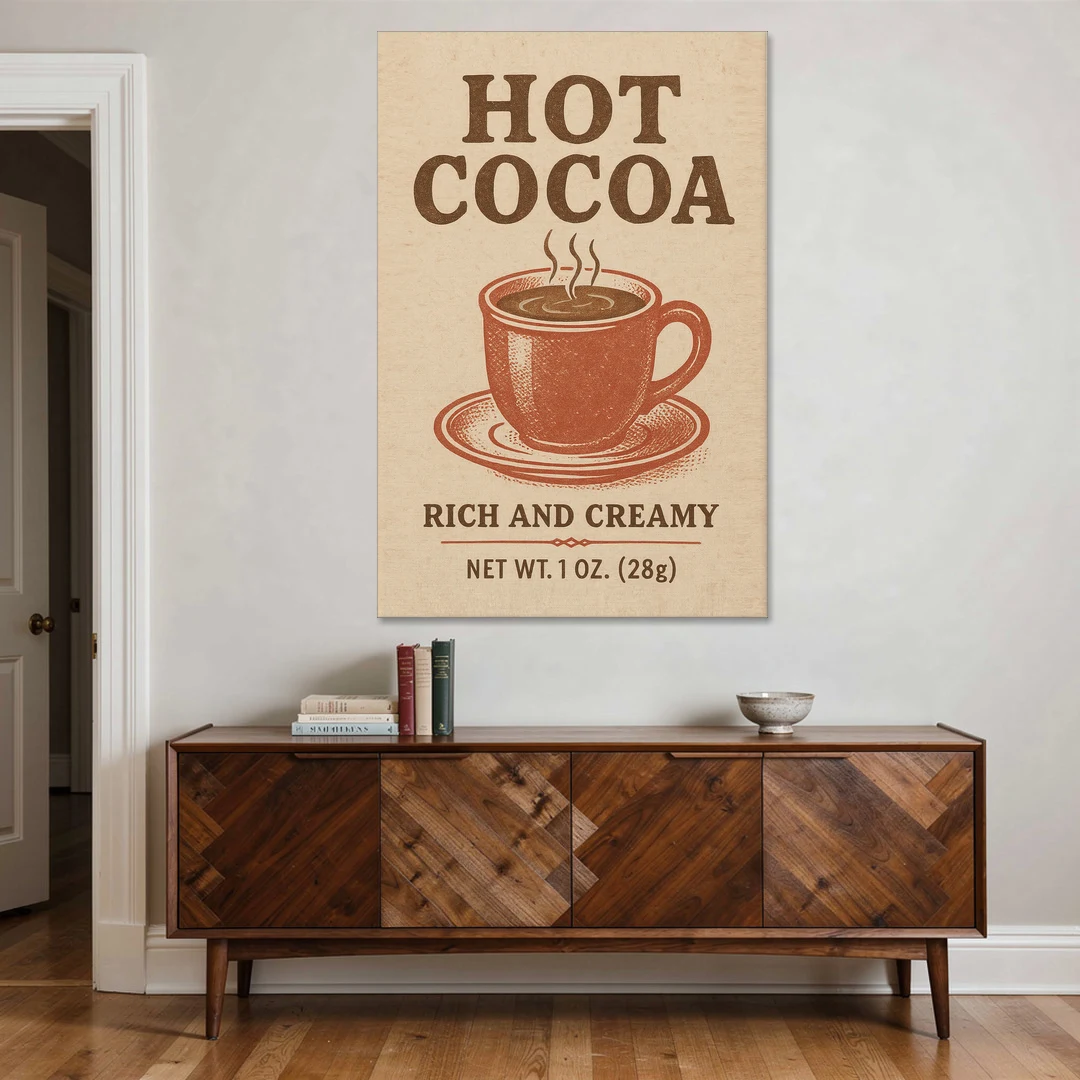 Vintage Creamy Hot Cocoa - Canvas Wall Art - Coffee Table - 40x60