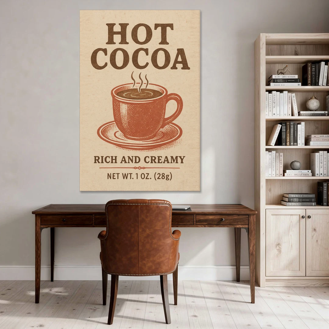 Vintage Creamy Hot Cocoa - Canvas Wall Art - Office - 40x60