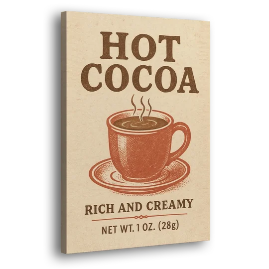 Vintage Creamy Hot Cocoa - Canvas Wall Art - Side