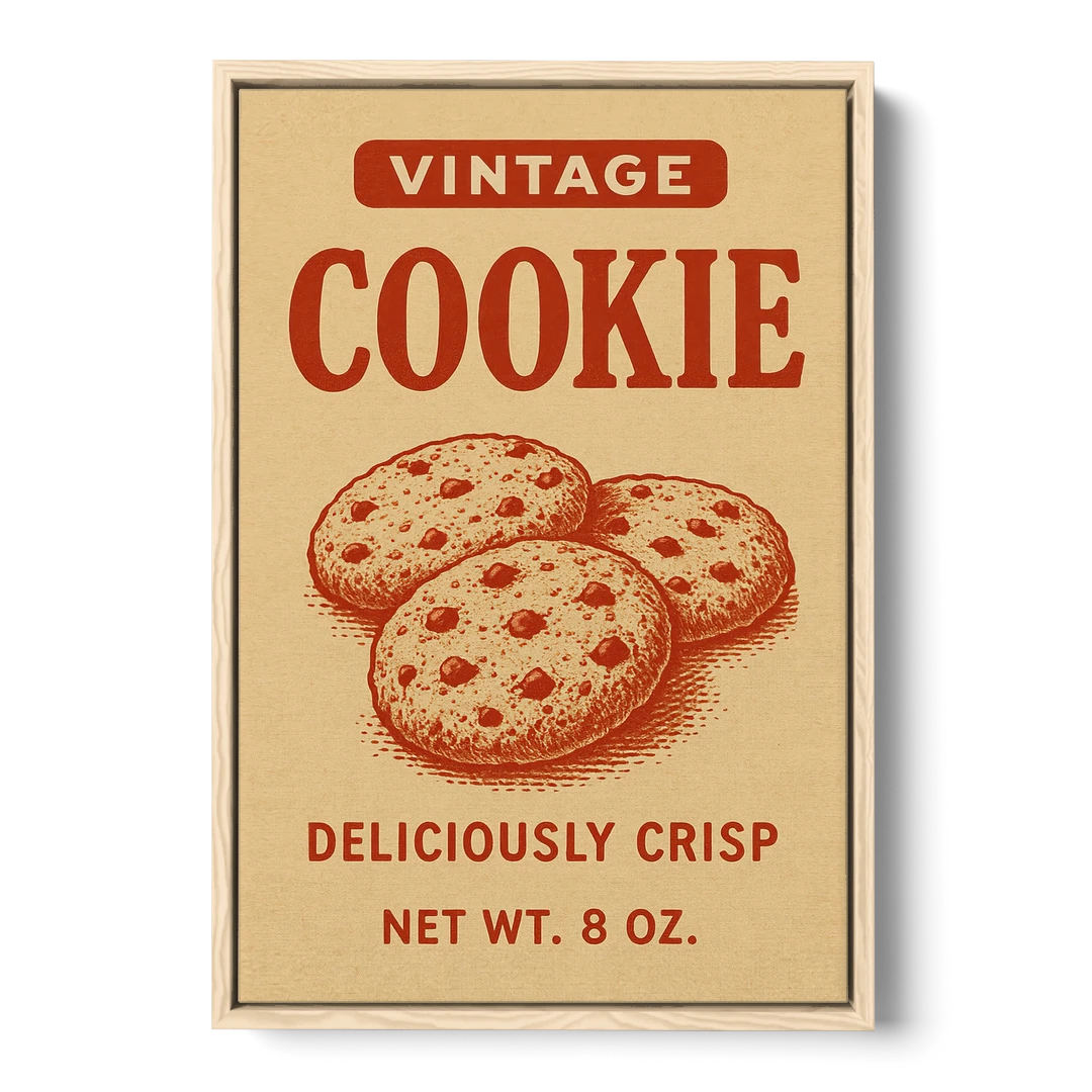 Vintage Deliciously Crisp Cookie - Oak Framed Canvas Wall Art - Front