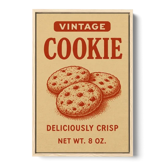 Vintage Deliciously Crisp Cookie - Oak Framed Canvas Wall Art - Front