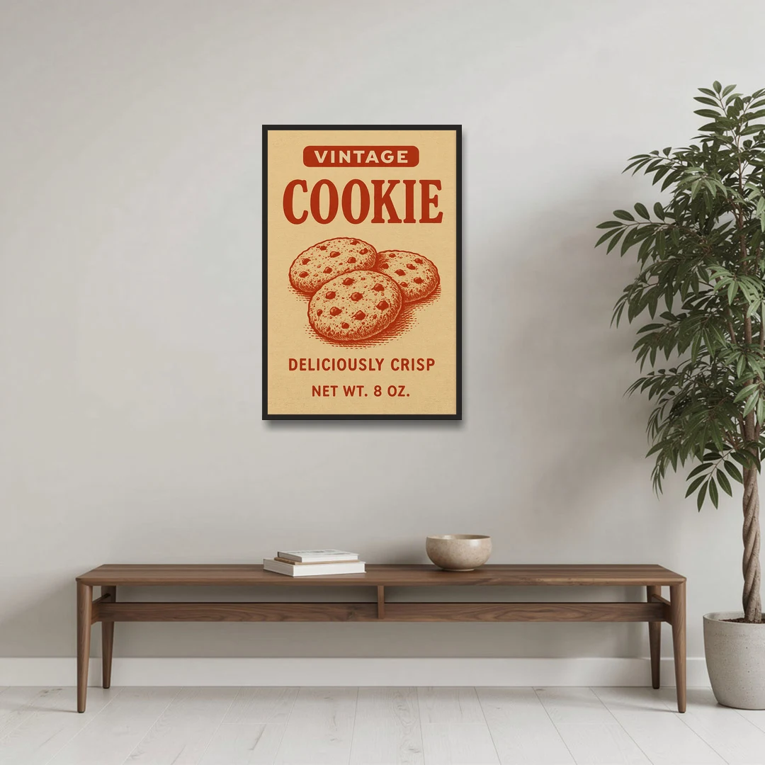 Vintage Deliciously Crisp Cookie - Black Framed Canvas Wall Art - Coffee Table - 24x36