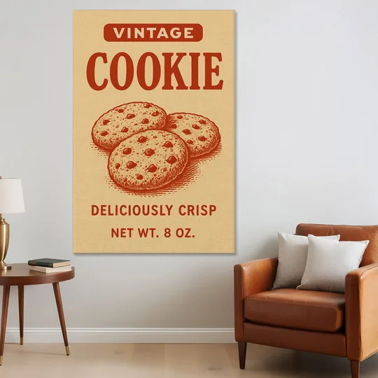 Vintage Deliciously Crisp Cookie - Canvas Wall Art - Sofa - 40x60