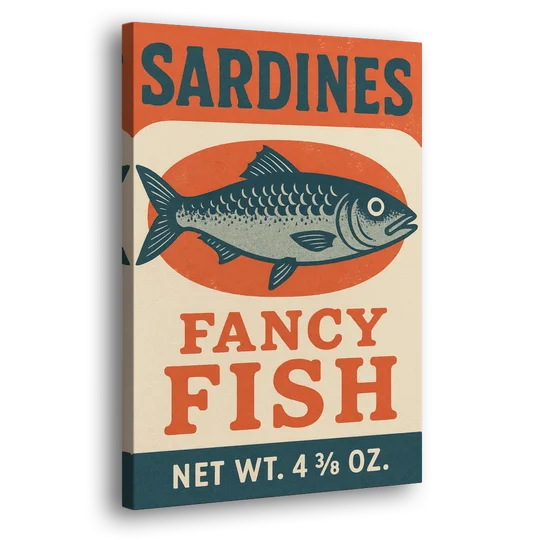 Vintage Fancy Fish Sardines - Canvas Wall Art - Side