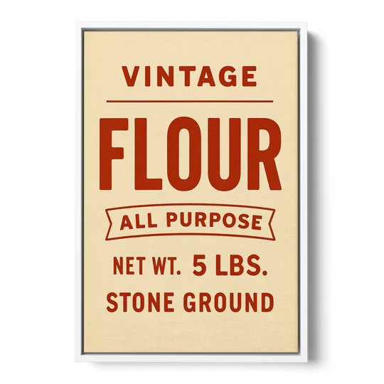 Vintage Flour - White Framed Canvas Wall Art - Front