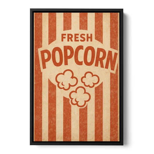 Vintage Fresh Popcorn - Black Framed Canvas Wall Art - Front