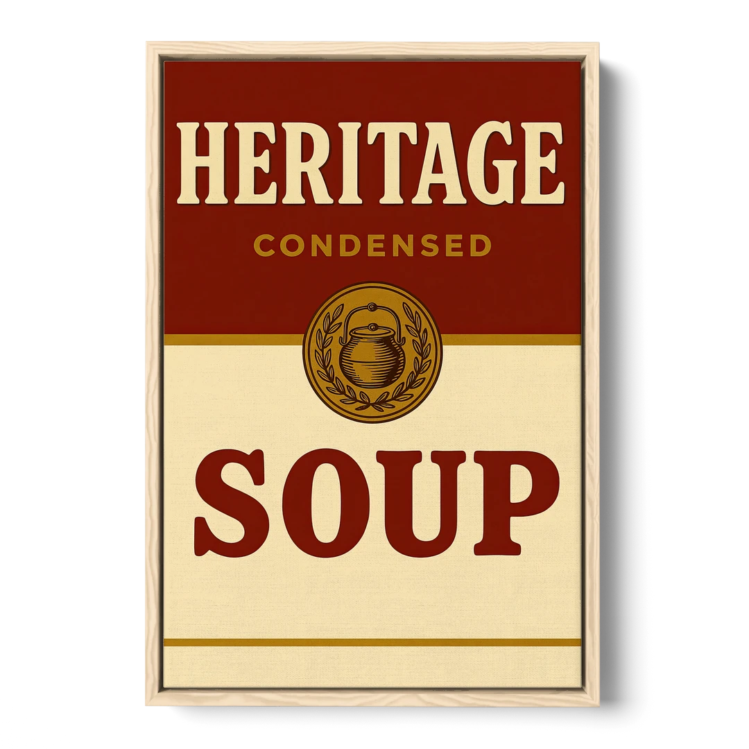 Vintage Heritage Soup - Oak Framed Canvas Wall Art - Front