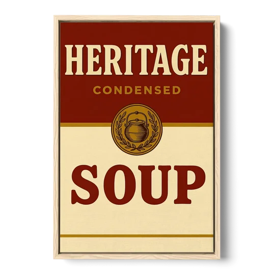Vintage Heritage Soup - Oak Framed Canvas Wall Art - Front