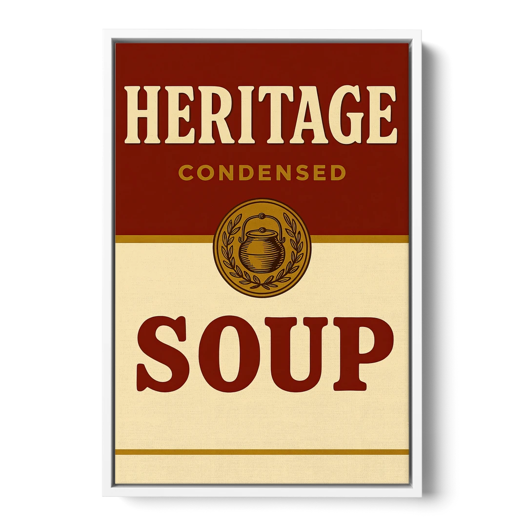 Vintage Heritage Soup - White Framed Canvas Wall Art - Front