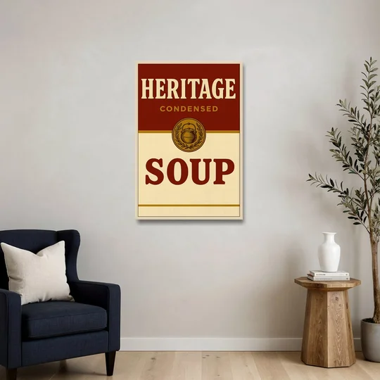 Vintage Heritage Soup - Oak Framed Canvas Wall Art - Sofa - 24x36
